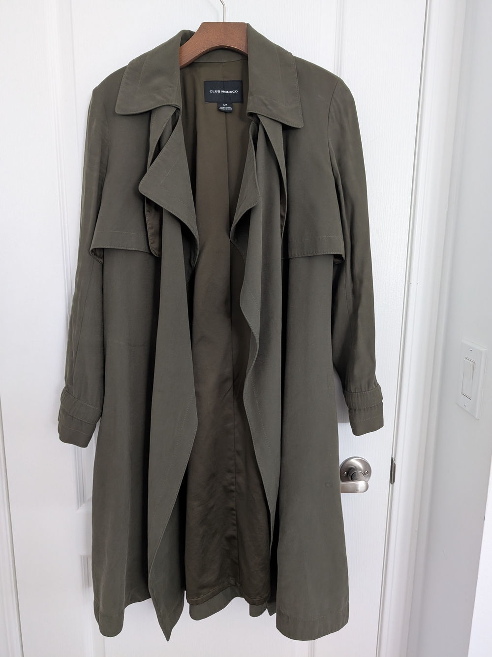 Club Monaco Green Trench Coat - Size Small